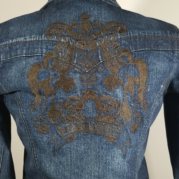 Vintage Foxy Jean Jacket Size S with Embroidered Back - Picture 5 of 8
